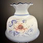 Vintage Small Pair Blue Luster Blue Pink Floral Hurricane Lamps 13.75" Height