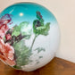 Antique Teal Highlights Red Floral Gone With The Wind Ball Globe Shade | 4.25" Fitter Shade