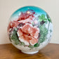 Antique Teal Highlights Red Floral Gone With The Wind Ball Globe Shade | 4.25" Fitter Shade