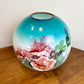 Antique Teal Highlights Red Floral Gone With The Wind Ball Globe Shade | 4.25" Fitter Shade