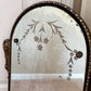 Art Deco Floral Dot Leaves Etched Glass Ornate Frame Wall Mirror 25.75" Height