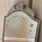 Antique 1920's Floral Leaves Etched Glass Ornate Frame Mirror 27.25" Height