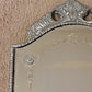 Antique 1920's Floral Leaves Etched Glass Ornate Frame Mirror 27.25" Height