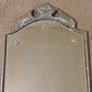 Antique 1920's Floral Leaves Etched Glass Ornate Frame Mirror 27.25" Height