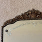 Antique 1920's Floral Leaves Etched Glass Ornate Frame Mirror 22.25" Height