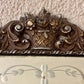 Antique 1920's Floral Leaves Etched Glass Ornate Frame Mirror 22.25" Height