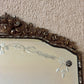 Antique 1920's Floral Leaves Etched Glass Ornate Frame Mirror 22.25" Height