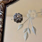 Antique 1920's Floral Leaves Etched Glass Ornate Frame Mirror 22.25" Height