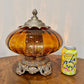 Vintage Amber Glass Nightlight Lamp 11.5" Height