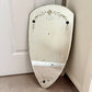 Antique June 3, 1930 Art Deco Etched Floral Dot Leaf Frameless Beveled Edge Shield Mirror 26" Height