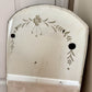 Antique June 3, 1930 Art Deco Etched Floral Dot Leaf Frameless Beveled Edge Shield Mirror 26" Height