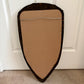 Antique June 3, 1930 Art Deco Etched Floral Dot Leaf Frameless Beveled Edge Shield Mirror 26" Height