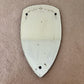 Antique June 3, 1930 Art Deco Etched Floral Dot Leaf Frameless Beveled Edge Shield Mirror 26" Height