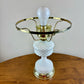Vintage White Hobnail Milk Glass Hurricane Table Lamp, Mid Century Table Lamp, Bedroom Lamp