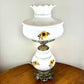 Vintage Ceramic Yellow Sunflower Floral Hurricane Table Lamp