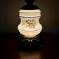 Vintage Milk Glass Light Brown Luster Yellow Floral Hurricane Table Lamp, Gone With The Wind Lamp