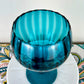 Vintage Empoli Glass Teal Peacock Blue Circus Tent Apothecary Jar