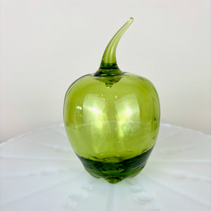 Viking Five Feet Green Glass Apple Paperweight Molded Blown Bottom