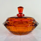 Vintage Viking Glass Epic Persimmon Diamond Point #6816 Covered Candy Dish