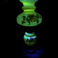 Vintage Uranium Glass Hibiscus Flower Hurricane Lamp