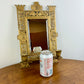 Vintage Ornate Gold Cast Iron Beveled Mirror Double Arm Sconce with Glass Candle Holders