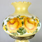 Vintage Hand Painted Milk Glass Yellow Roses Floral Hurricane Lamp