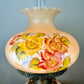 Vintage Hand Painted Milk Glass Yellow Orange Red Floral Hurricane Lamp