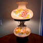 Vintage Hand Painted Milk Glass Yellow Orange Red Floral Hurricane Lamp