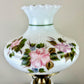 Vintage Hand Painted Milk Glass Pink Purple Blue Flowers Hurricane Lamp