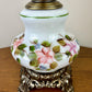 Vintage Hand Painted Milk Glass Pink Purple Blue Flowers Hurricane Lamp