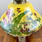 Antique Yellow Purple Floral Birds Gone With The Wind Lamp