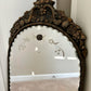 Vintage Etched Scalloped Glass Ornate Wood Framed Wall Mirror