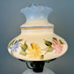 Vintage Hand Painted Milk Glass Butterfly Pink Blue Yellow Flowers Hurricane Lamp