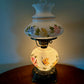 Vintage Hand Painted Milk Glass Butterfly Pink Blue Yellow Flowers Hurricane Lamp