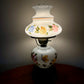 Vintage Hand Painted Milk Glass Butterfly Pink Blue Yellow Flowers Hurricane Lamp