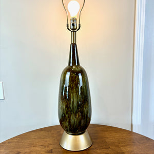 Mid Century Green Drip Glaze Ceramic Table Lamp