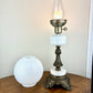 Vintage Milk Glass Hobnail Globe Shade Marble Base Table Lamp