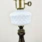 Vintage Milk Glass Hobnail Globe Shade Marble Base Table Lamp