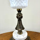 Vintage Milk Glass Hobnail Globe Shade Marble Base Table Lamp