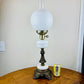 Vintage Milk Glass Hobnail Globe Shade Marble Base Table Lamp