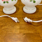 Vintage Pair Hand Painted Pink Roses Milk Glass Table Lamps