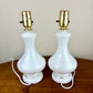 Vintage Pair Hand Painted Pink Roses Milk Glass Table Lamps