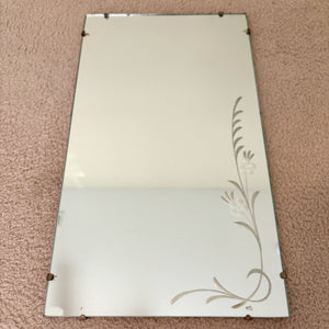 Vintage Frameless Etched Floral Wall Mirror