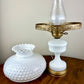 Vintage White Hobnail Milk Glass Hurricane Lamp