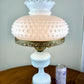 Vintage White Hobnail Milk Glass Hurricane Lamp