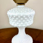 Vintage White Hobnail Milk Glass Hurricane Lamp