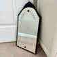 Vintage Etched Scalloped Glass Ornate Wood Framed Wall Mirror