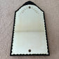 Vintage Etched Scalloped Glass Ornate Wood Framed Wall Mirror