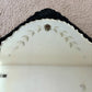 Vintage Etched Scalloped Glass Ornate Wood Framed Wall Mirror