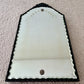 Vintage Etched Scalloped Glass Ornate Wood Framed Wall Mirror